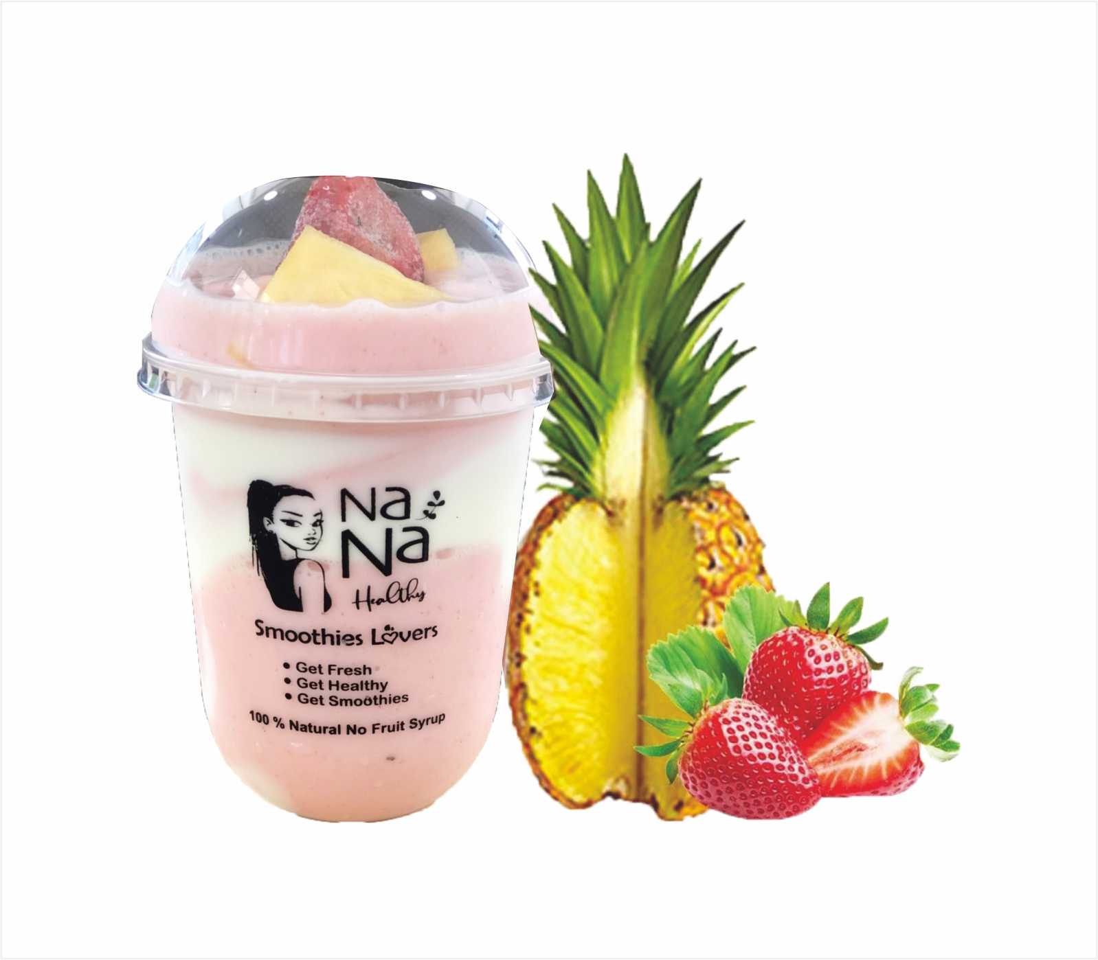 สมูทตี้โยเกิร์ต สับปะรด + สตรอเบอร์รี่ / Pineapple + Strawberry yogurt Smoothie