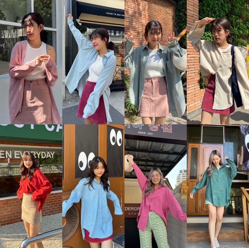 CHUU VELVET shirts 🍭🚗 เสื้อเชิ้ตโอเวอร์ไซส์แขนยาวผ้าลูกฟูก มี4สี (C7495)