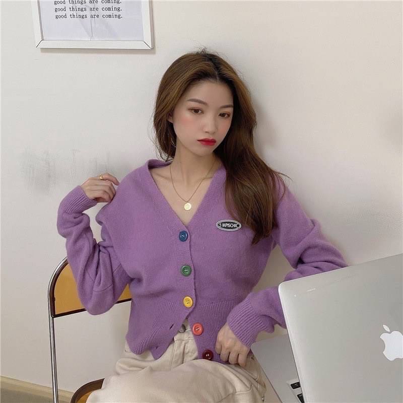 เสื้อคาดิแกนไหมพรม เสื้อคาดิแกน cardigan (รุ่นกระดุม​หลากสี)
