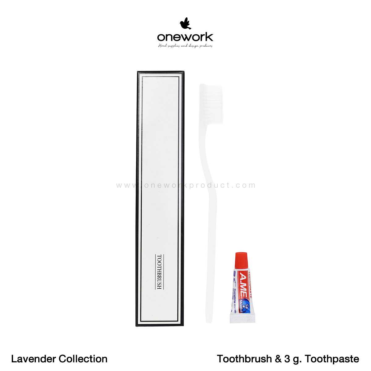 (100pcs.) วันเวิร์ค ชุดแปรง+ยา 3 กรัม ลาเวนเดอร์ Onework Toothbrush & 3g. Toothpaste Lavender