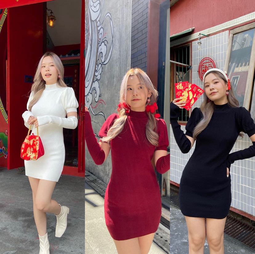 MEI MEI mini dress💥🧨 มินิเดรสสั้นคอเต่าผ้าร่องและปลอกแขน มี3สี (C7561)