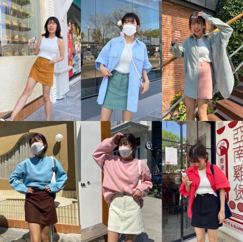 PREPPER mini skirts 🐣⛱ กระโปรงสั้นทรงเอสีพื้น มี6สี 3ขนาด (C7559)