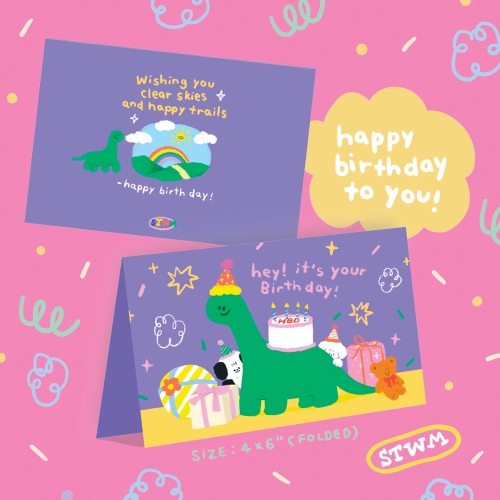 Birthday folded card : Dino cake