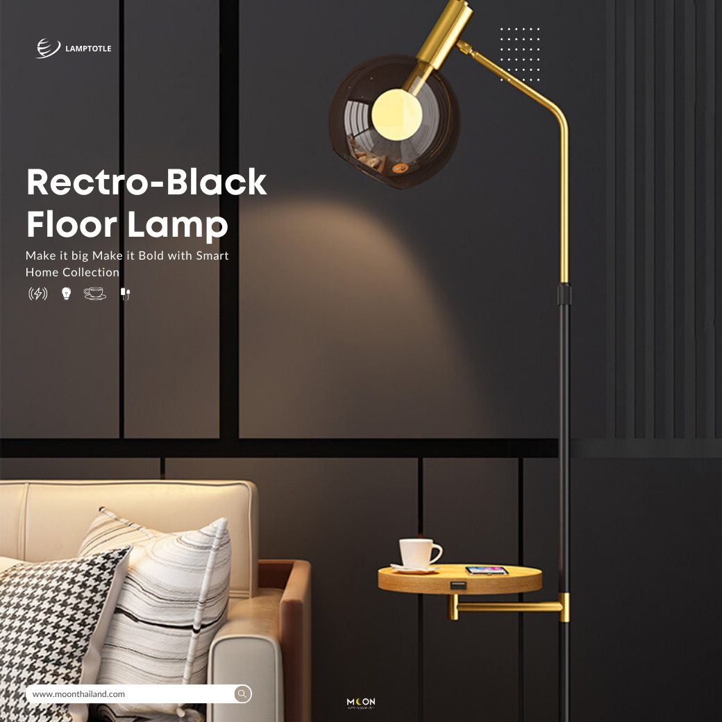 Moon x Lamptotle Smarthome Collection : Rectro-Black bubble floor lamp 🌲🌒