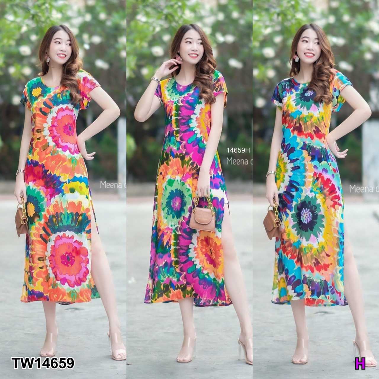 Set 2 ชิ้น เสื้อตัวยาว คอกลมแขนสั้น