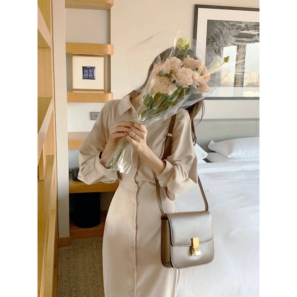 MINIMAL RIBBON dress 🧸🥨🏖 ชุดเดรสยาวสีเบจ แต่งผูกโบว์ (C6056)