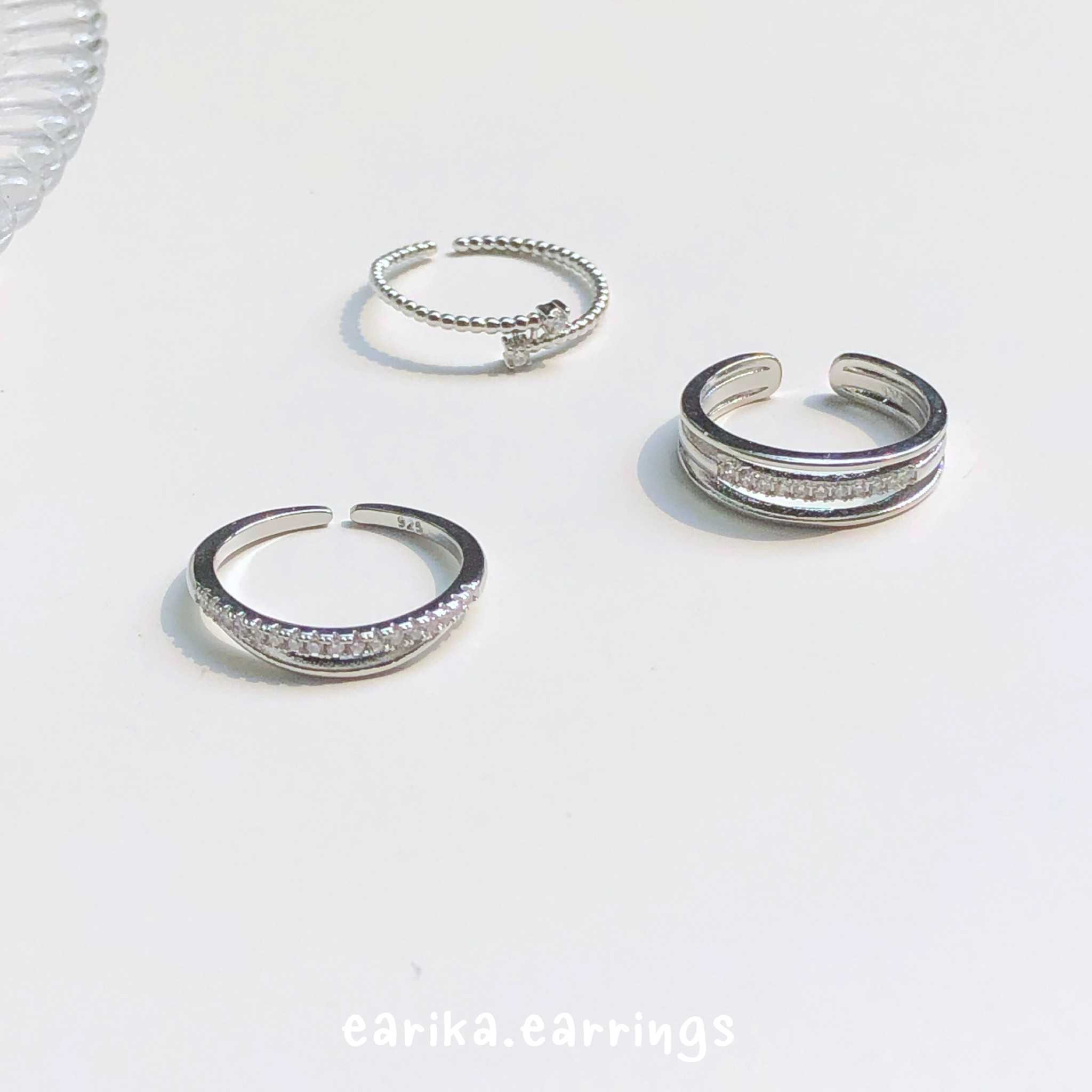 earika.earrings - gem ring แหวนเพชรเงินแท้สไตล์เกาหลี (ราคาต่อวง) ฟรีไซส์ปรับขนาดได้