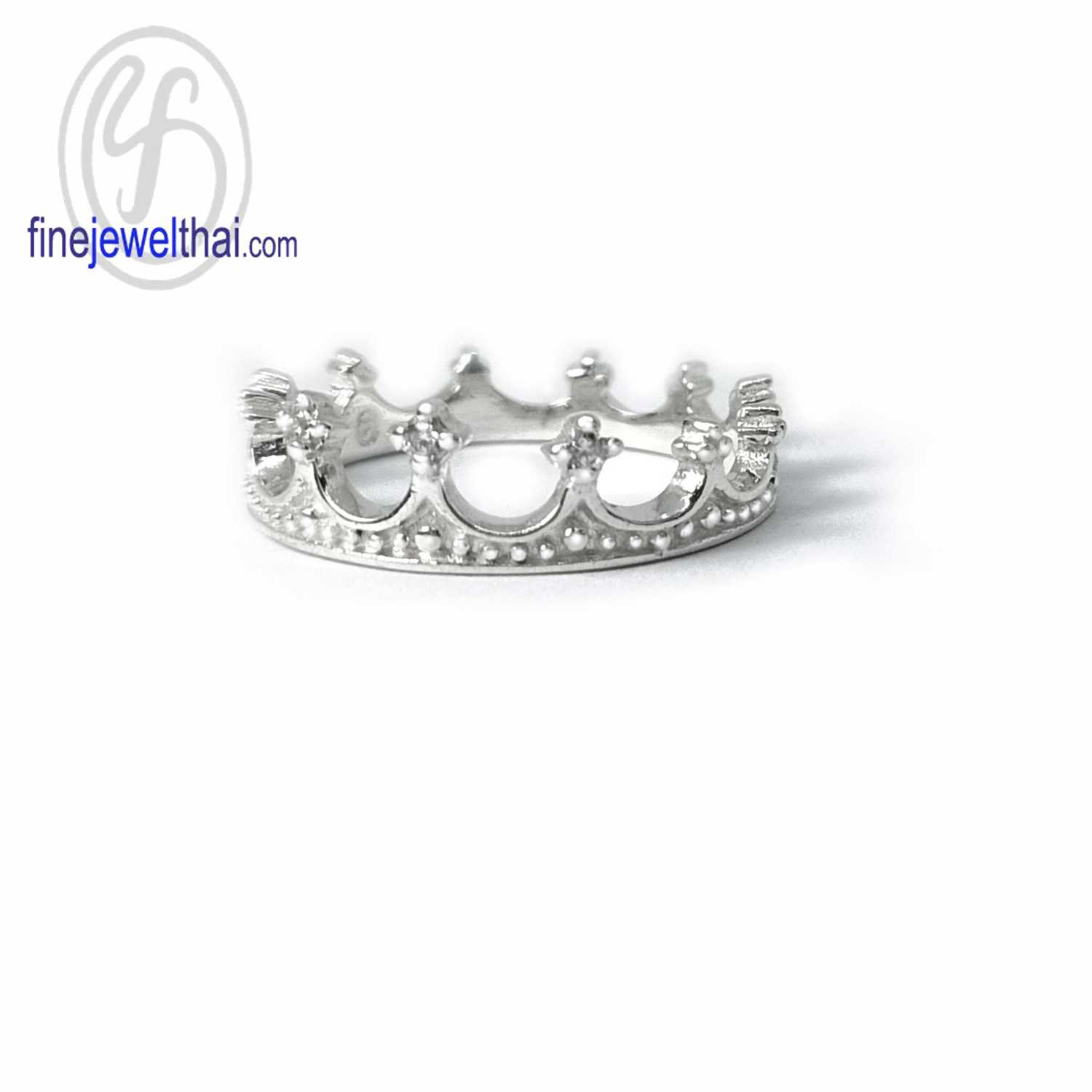 Finejewelthai-แหวนมงกุฎ-แหวนเจ้าหญิง-แหวนเพชร-เพชรสังเคราะห์-แหวนเงินแท้-R1308cz