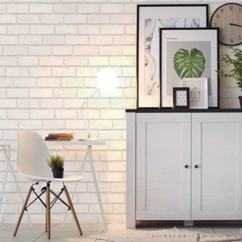 วอลไวนิลสติ๊กเกอร์ลายอิฐขาว Cotton Brick HWP-21640 กว้าง100ซม ความยาว 1 เมตร