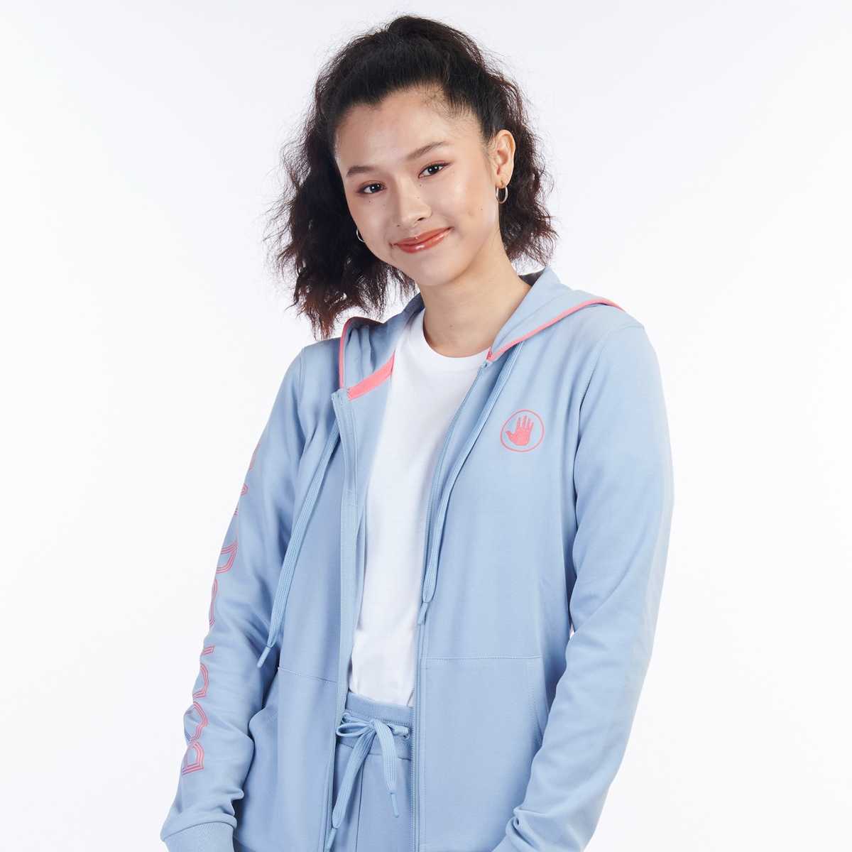 Women's SC TRACK CLUB Hoodies เสื้อฮู้ด ผู้หญิง สีฟ้าอ่อน-38