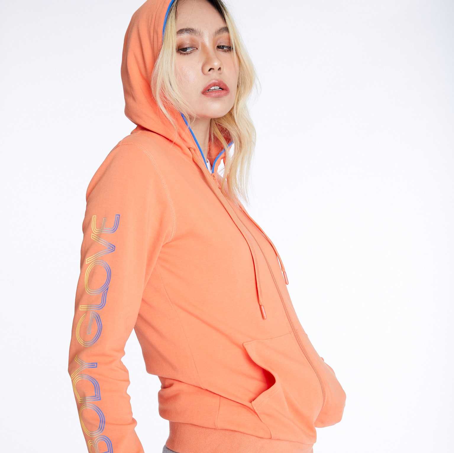 Women'sSC TRACK CLUB Hoodies เสื้อฮู้ดผู้หญิง สีส้ม-54