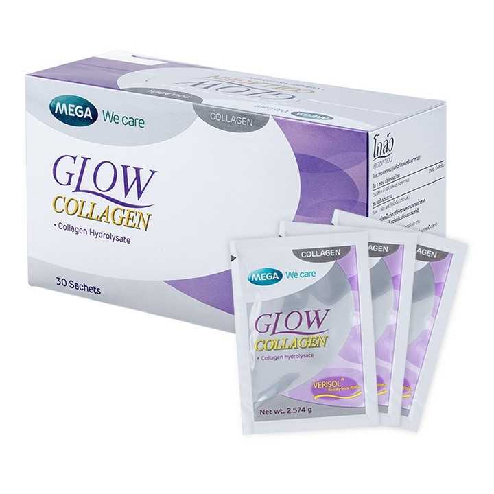 Mega We Care Glow Collagen กล่อง 30ซอง 1 กล่อง.ลดเลือนริ้วรอย ฝ้า กระ จุดด่างดำ