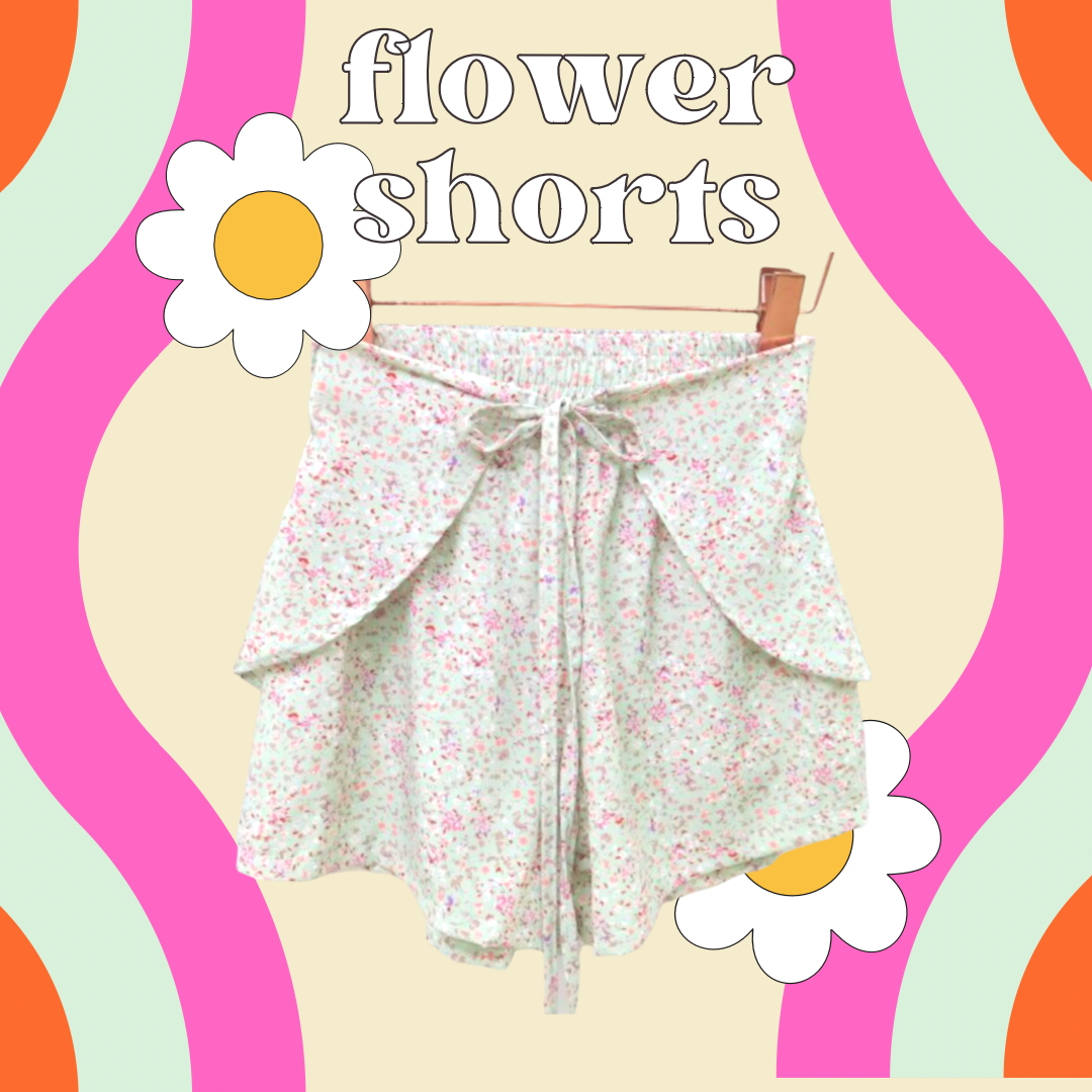 Flower Shorts สีมิ้นสีเดียว