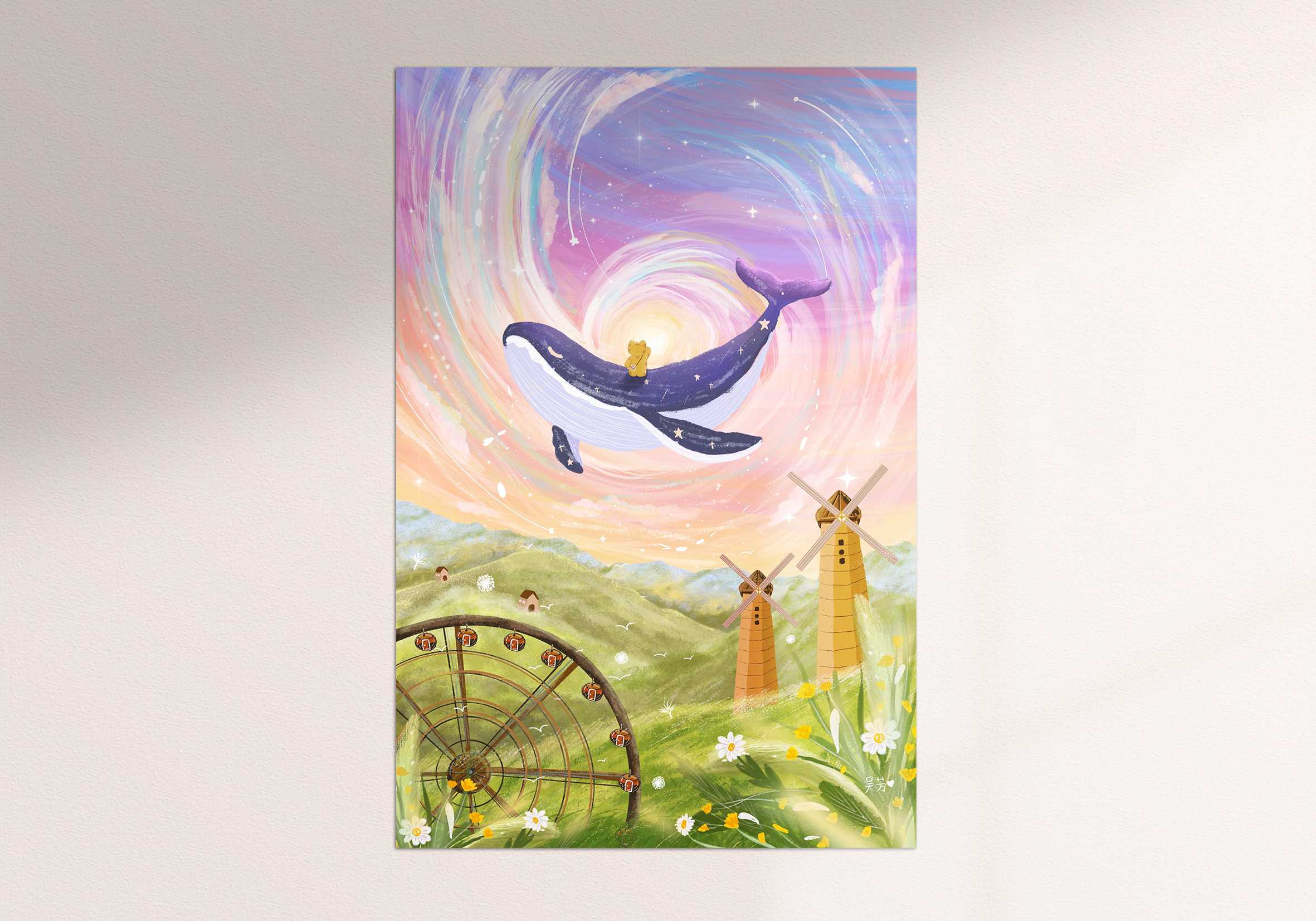 Art print Postcard [The fantastic whale]
