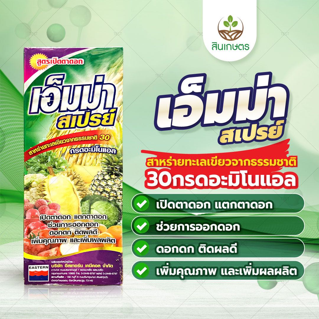 เอ็มม่าสเปรย์ สาหร่ายทะเลเข้มข้น เร่งการเจริญเติบโต แตกตาดอก แตกใบอ่อน ขนาด1ลิตร