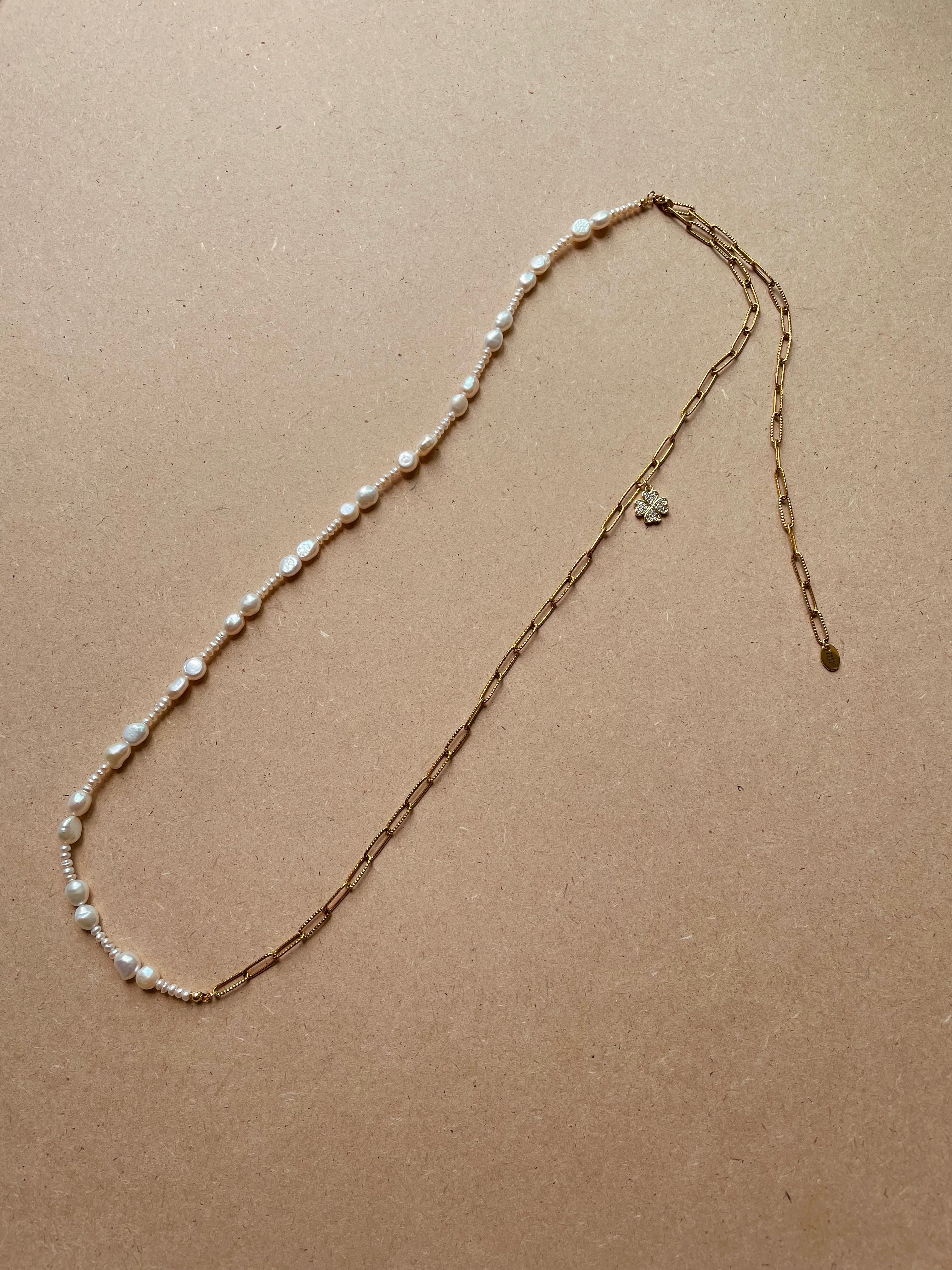 2 in 1 clover pearl waist chain/ necklace 🍀  charm)
