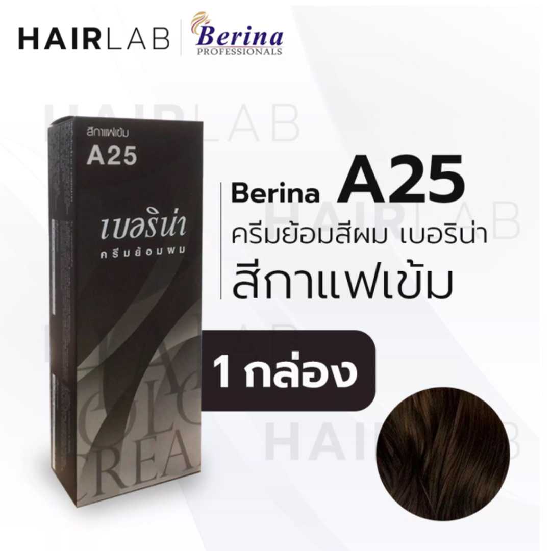 Berina A25 เบอริน่า สีกาแฟเข้ม ย้อมผม ย้อมสีผม ปิดผมขาว ปิดผมหงอก ครีมย้อมผม