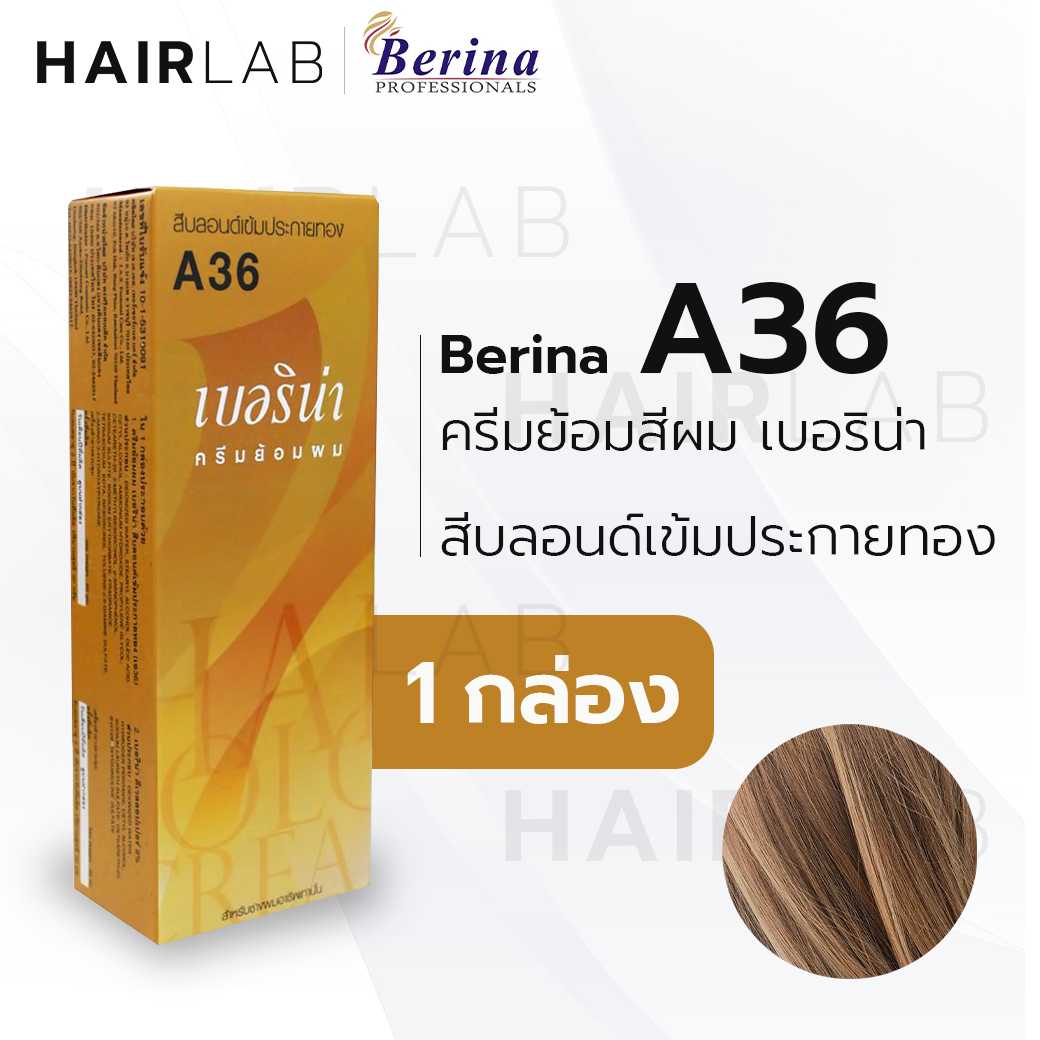 Berina A36 เบอริน่า A36 สีย้อมผม สีบลอนด์เข้มประกายทอง ยาย้อมผม ปิดผมหงอก ปิดผมขาว ครีมเปลี่ยนสีผม