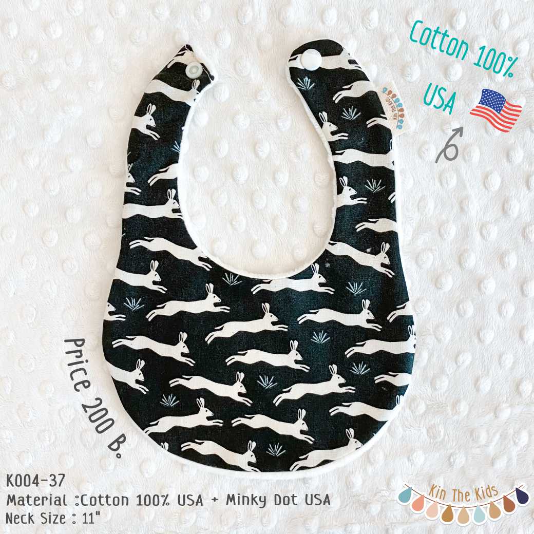 K004-37 Playful hare/black - USA Cotton