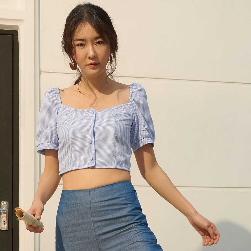 เสื้อครอปสีฟ้า - My vacation MV19