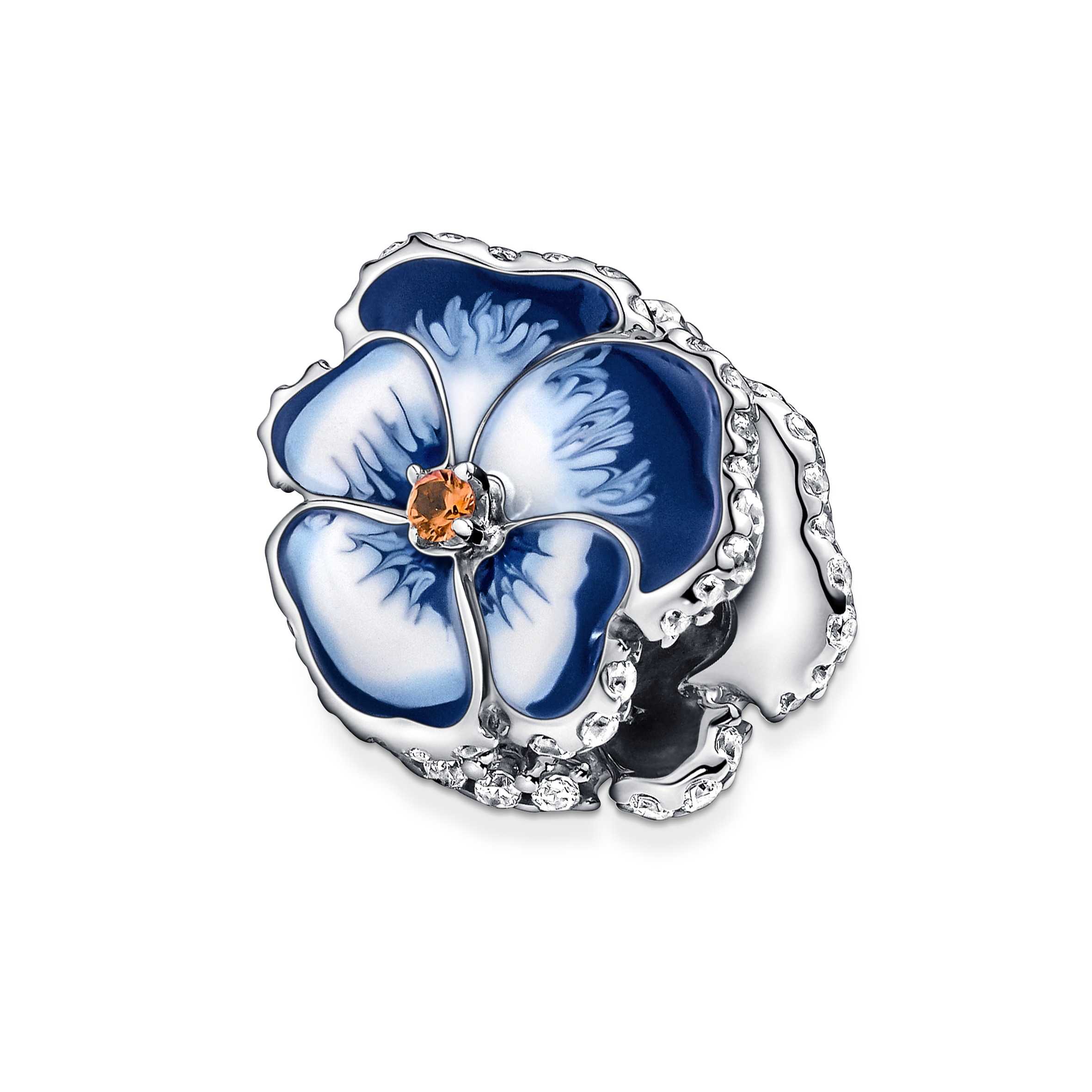 Blue Pansy Flower Charm
