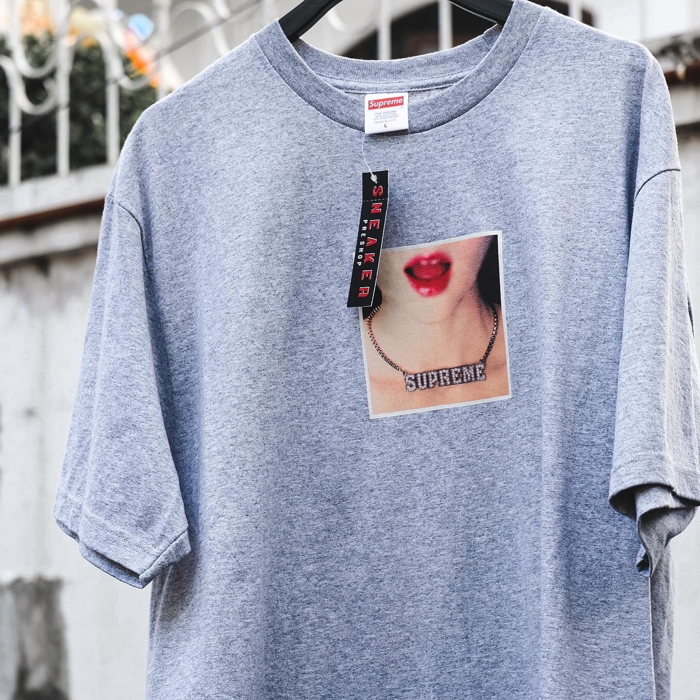 Supreme Necklace Tee Heather Grey LINE SHOPPING