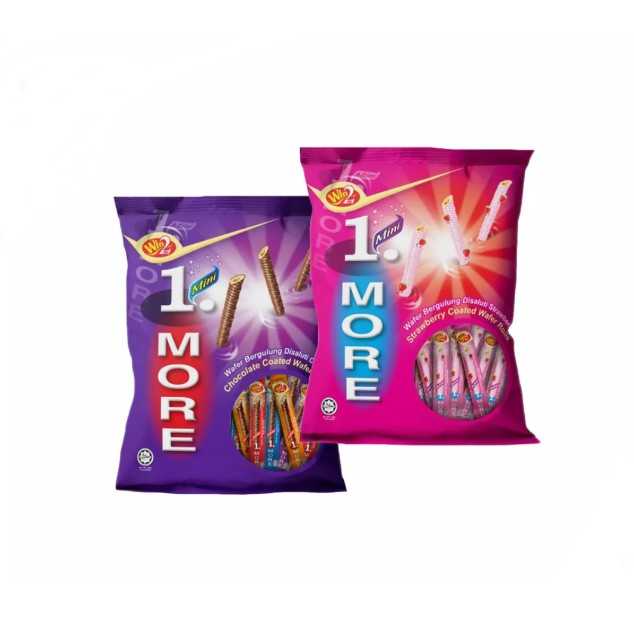 !ส่งฟรี! Win2 Mini 1MORE Chocolate Coated  เวเฟอร์เคลือบช็อคโกแลต (60 ชิ้น) ถุงม่วง และชมพู
