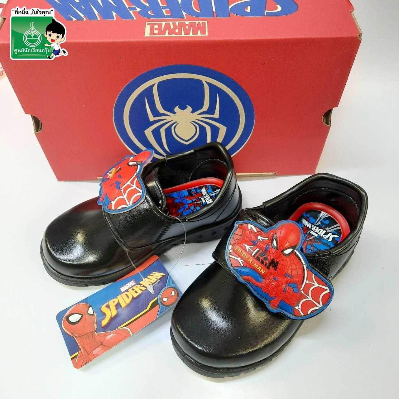 รองเท้านักเรียน เด็กอนุบาลชาย ลายการ์ตูน Spiderman มีไฟ