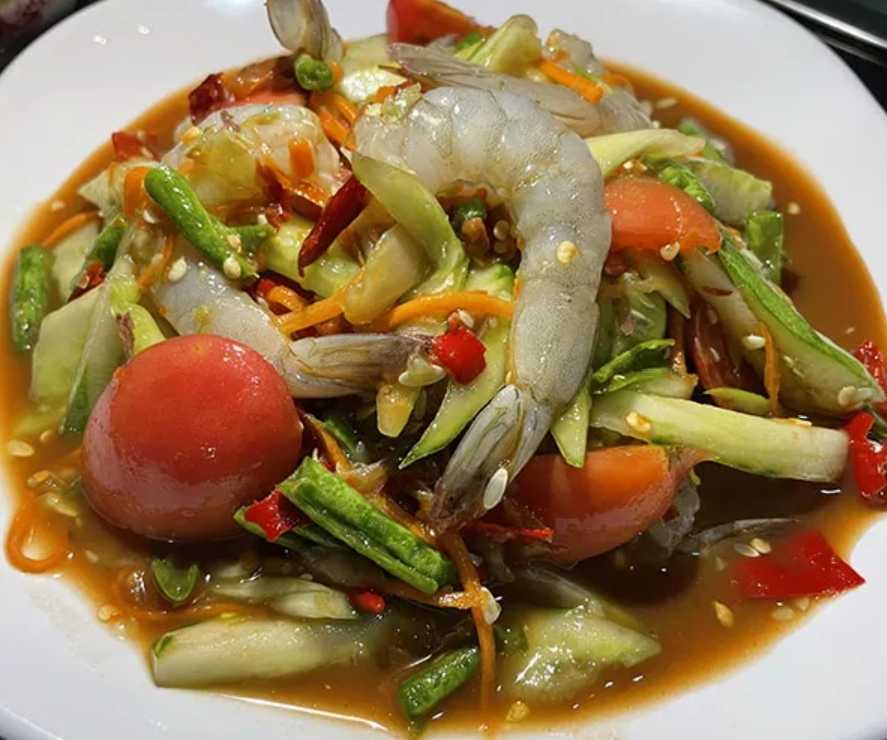 ตำแตงกุ้งสด(ไม่ปลาร้า)