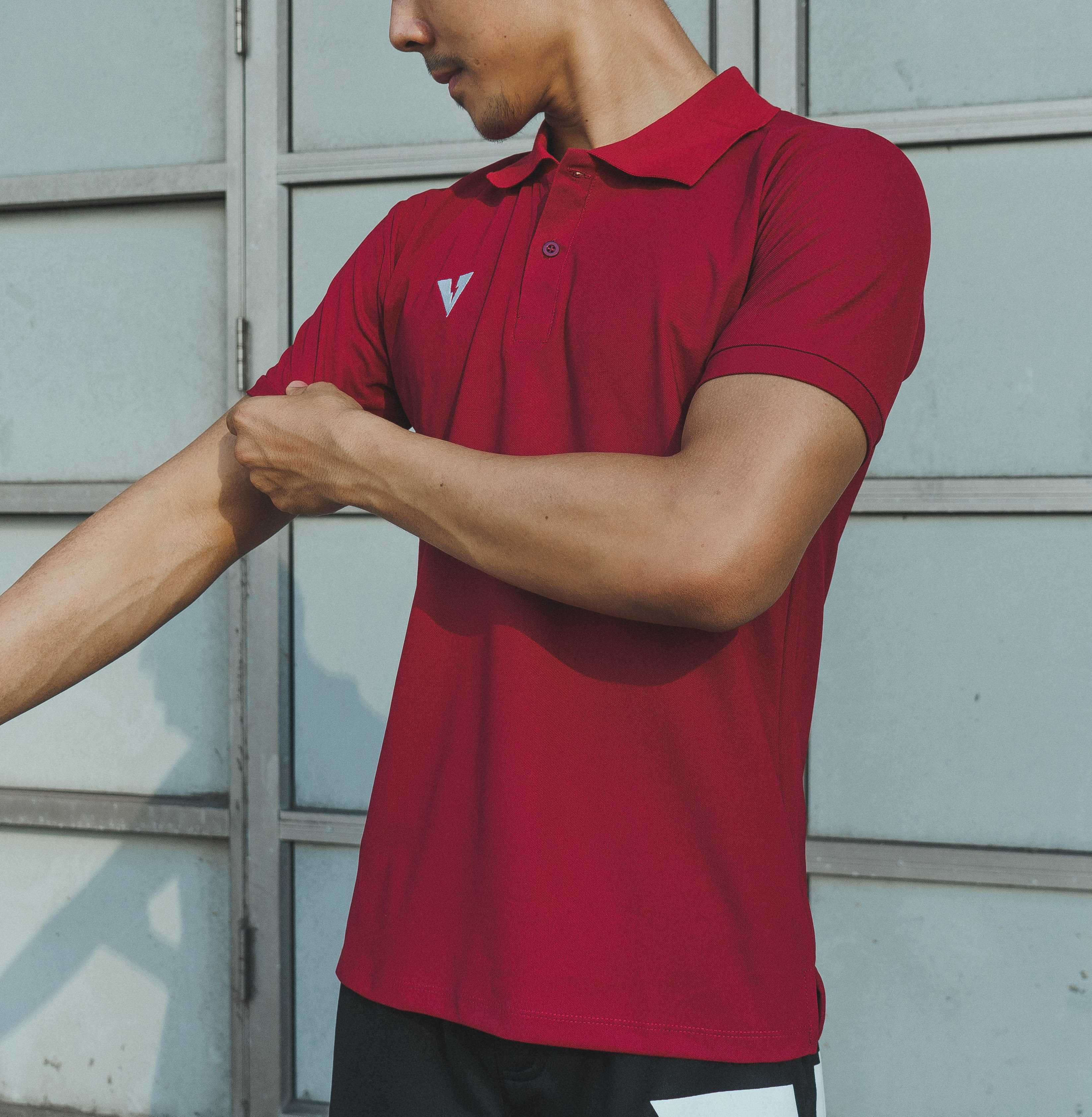 VOLT ASTRO 001 POLO SHIRTS MAROON เสื้อโปโล คอปก ทำงาน สีแดงเลือดหมู