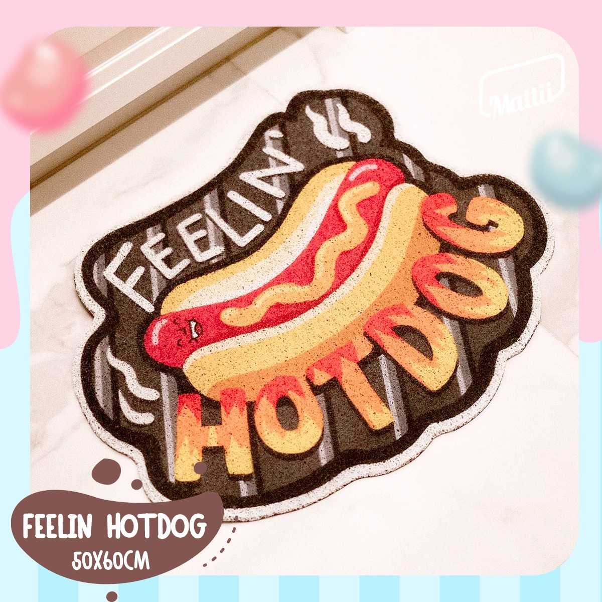 พรมดักฝุ่น ลาย FEELIN HOTDOG ขนาด 50x60 ซม