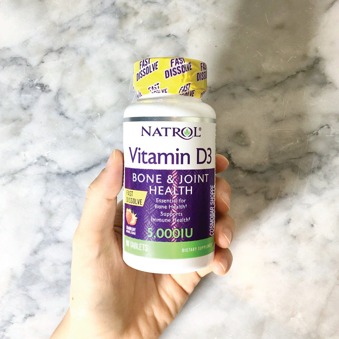 [หมดอายุ 12/2025] Natrol - Vitamin D3 Bone&Joint Health 5000IU Fast Dissolve Strawberry 90 tablets.