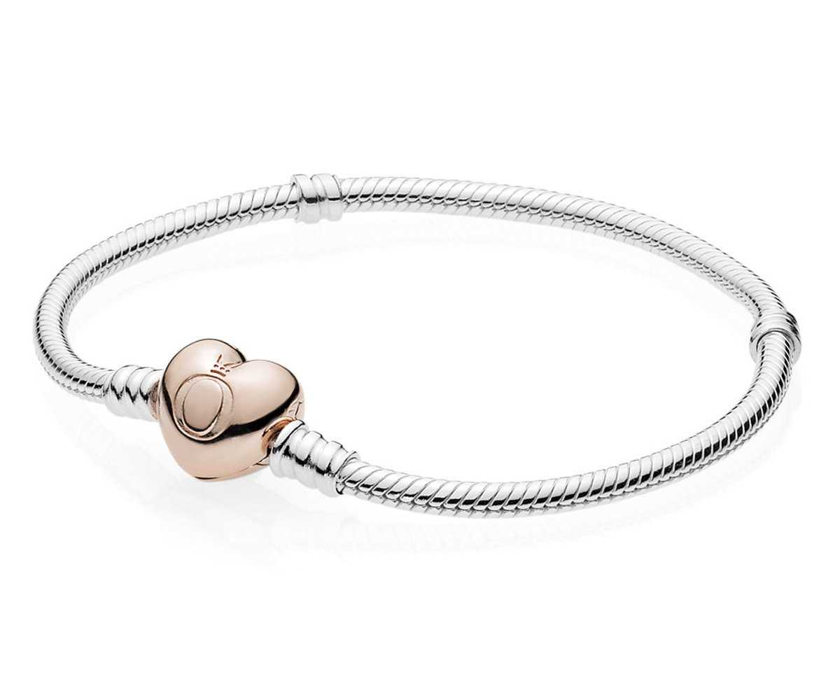 Moments Silver Bracelet, PANDORA Rose Heart
