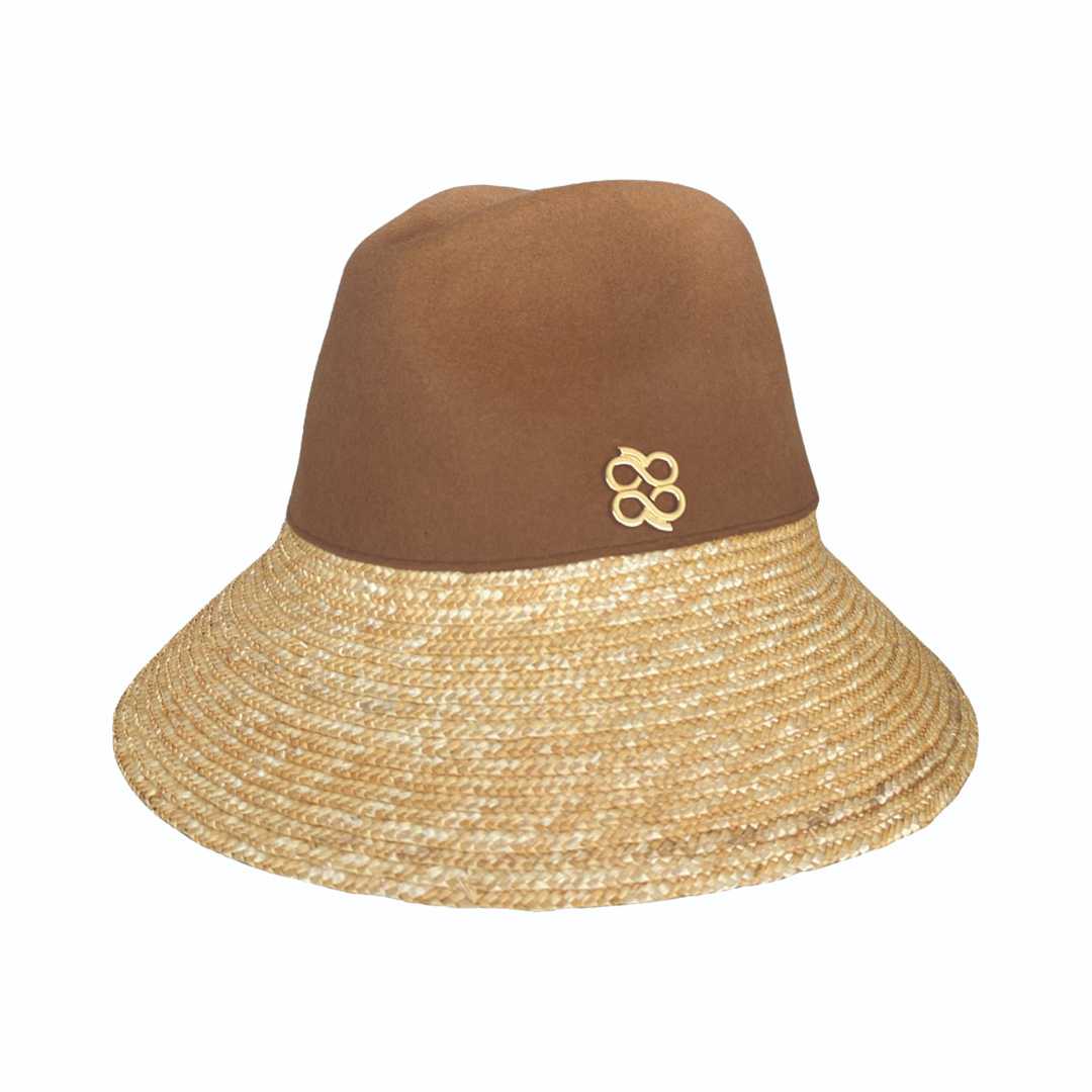 N wool & straw fedora hats #Brown