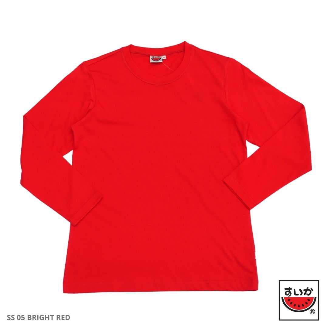 แตงโม (SUIKA) - เสื้อแตงโมคอกลมแขนยาว รุ่น SUPERSOFT LONGSLEEVES สี SS05 BRIGHT RED