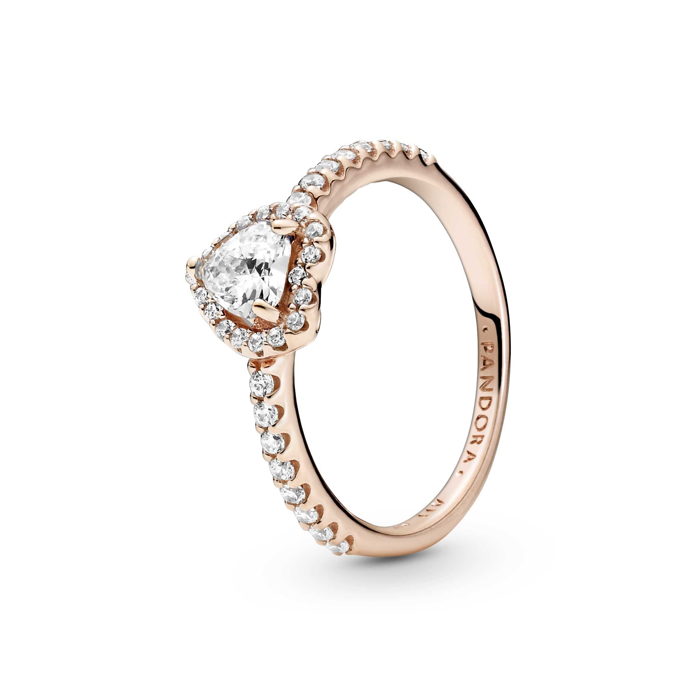 PANDORA Rose Sparkling Elevated Heart with Clear Cubic Zirconia Ring