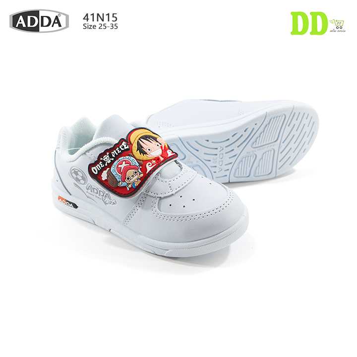 ADDA 41N15 รองเท้านักเรียน ของแท้ รองเท้านักเรียนอนุบาล รองเท้าพละ สีขาว ลาย Onepiece