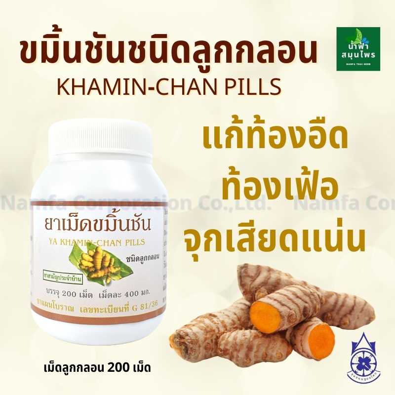 ขมิ้นชัน ชนิดลูกกลอน บรรเทา ท้องอืด ท้องเฟ้อ จุกเสียดเนื่องจากอาหารไม่ย่อย