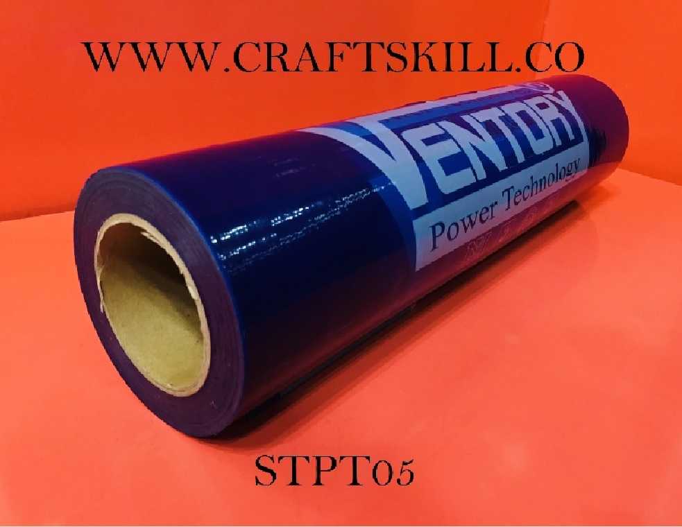 STPT05 - Protective Tape Film / แผ่นเทปพีวีซี ติดกันรอยขีดข่วนบนผิวชิ้นงานสีฟ้าใส(มีโลโก้)