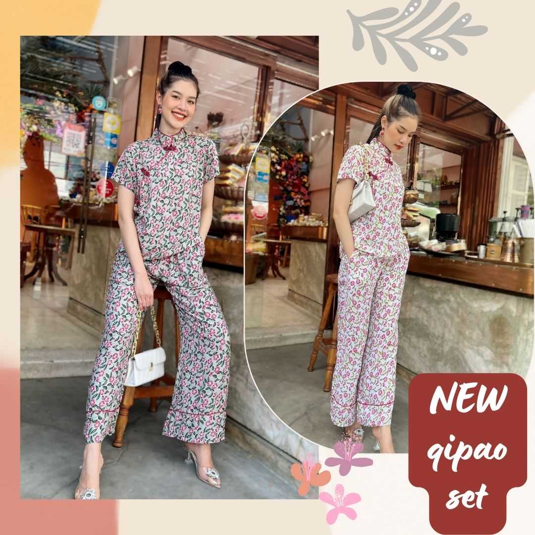 Qipao set ชุดเซ็ทกางเกงกี่เพ้า Mimosa
