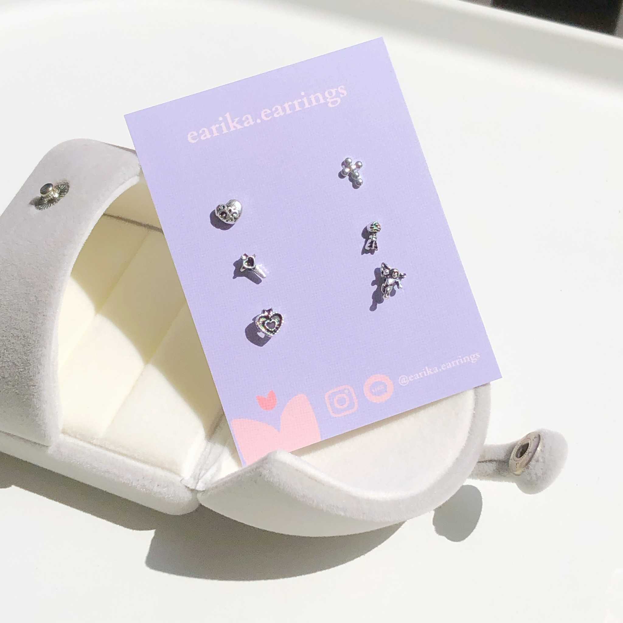 earika.earrings - old school set เซ็ตต่างหูก้านเงินแท้ คนแพ้ง่ายใส่ได้