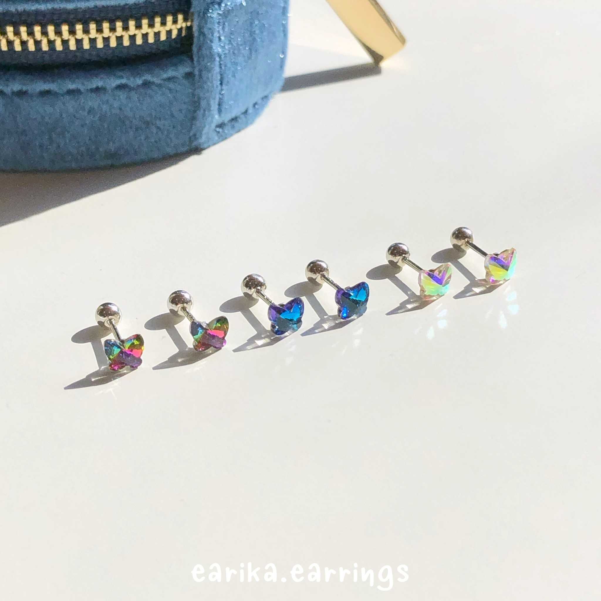 earika.earrings - hologram buttie piercing จิวหูเงินแท้ผีเสื้อโฮโลแกรม เหมาะสำหรับคนแพ้ง่าย