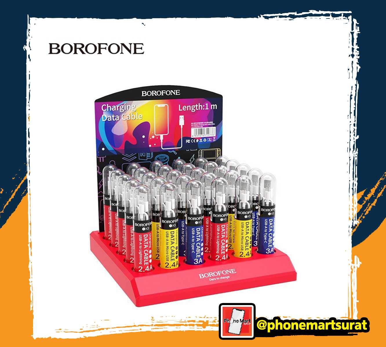 สายชาร์จ BOROFONE BX3 สายชาร์จเร็ว 2.4A (Micro,Lightning,Type-C)