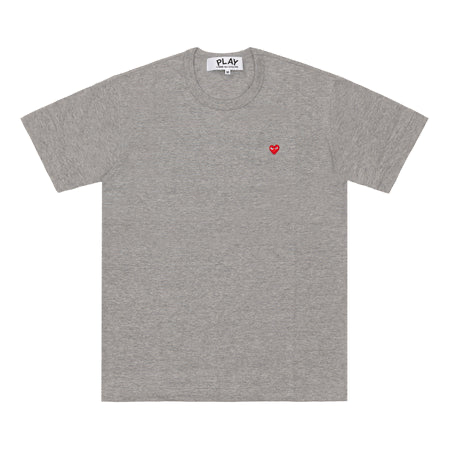 Play Comme Des Garcons -- เสื้อยืด Play Comme พื้นเทาหัวใจแดงจิ๋ว