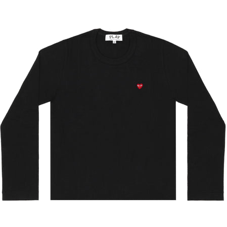 Play Comme Des Garcons -- เสื้อยืด Play Comme พื้นดำหัวใจแดงจิ๋วแขนยาว