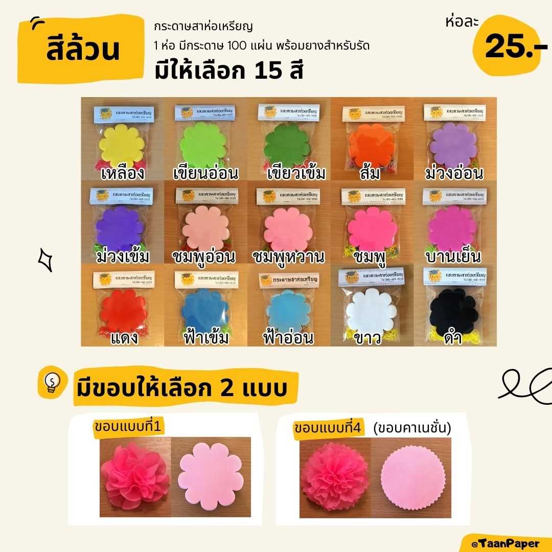 กระดาษสาห่อเหรียญ สีล้วน(เลือกสีได้)