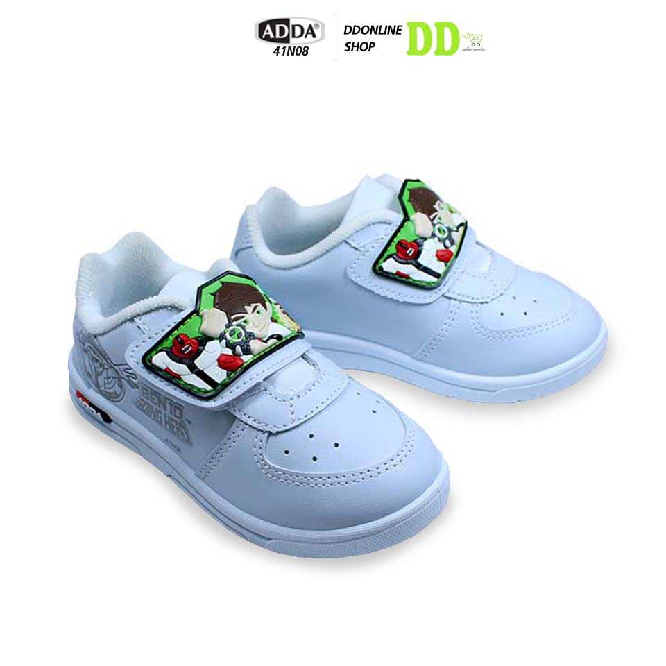 ADDA รุ่น 41N08 รองเท้านักเรียนชาย รองเท้าผ้าใบ รองเท้าพละสีขาว ลายเบนเทน พื้นนุ่ม สวมใส่สบาย