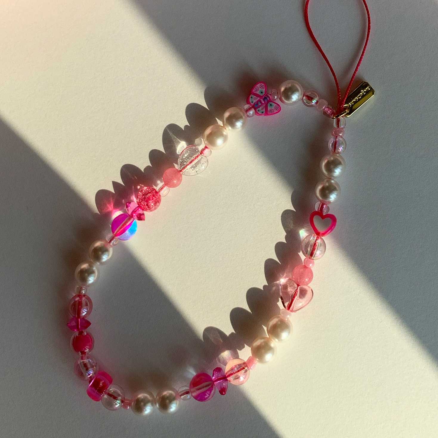 STONE SERIES PHONE STRAP - HOT PINK BUTTERFLY
