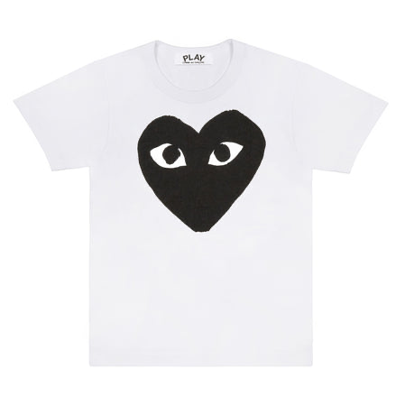 Play Comme Des Garcons -- เสื้อยืด Play Comme ขาวหัวใจดำตาดำ