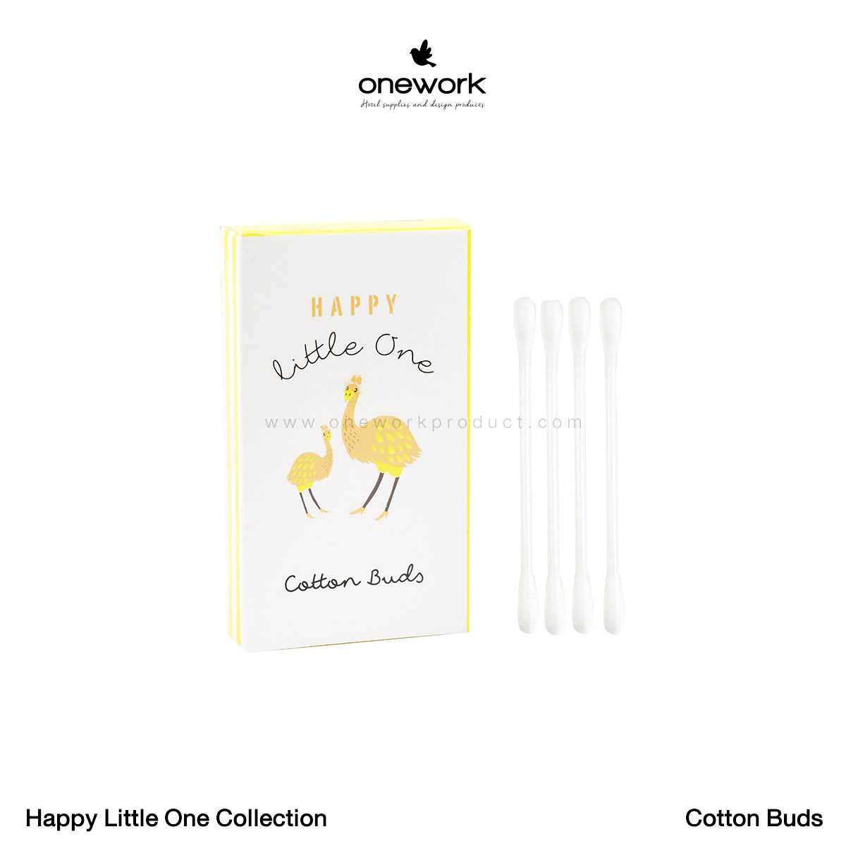 (100pcs.) วันเวิร์ค คอตตอนบัต แฮปปี้ ลิตเติ้ลวัน Onework Cotton Buds Happy Little One Collection